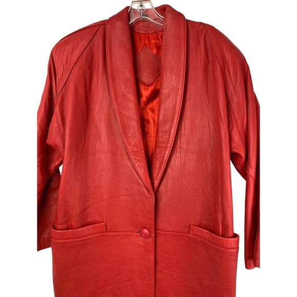 Rare Vintage Jacqueline Ferrar 80s Womens Red Buttery Leather Coat S/M - Picture 6 of 12